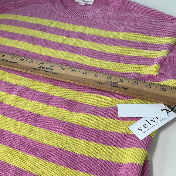 Velvet by Graham & Spencer Pink and Yellow Striped Sweater - Picture 3 of 12